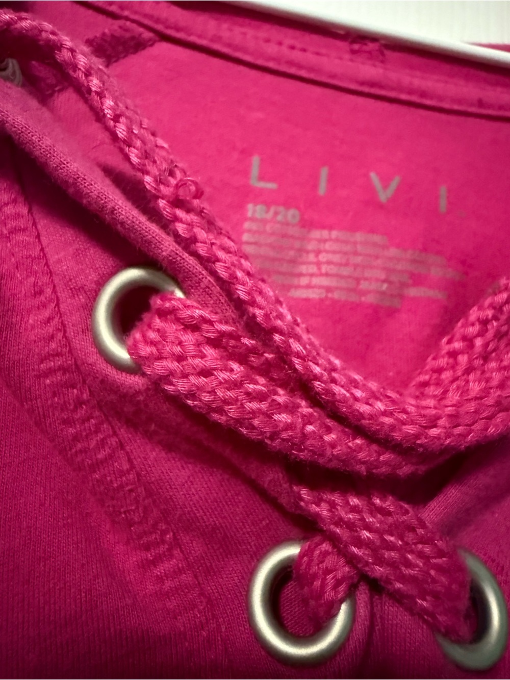 LIVI Active Women's Lace-Up Short Sleeve Hoodie Tunic Top (18/20, Pink) - Picture 4 of 4
